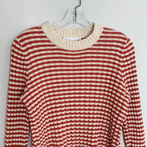 The GREAT. Mini Striped Shrunken Pullover *Scarlet Stripe* - Picture 5 of 12